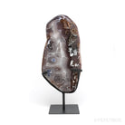 Agate with Clear Quartz Part Polished/Part Natural Slice from Brazil mounted in a bespoke stand | Venusrox