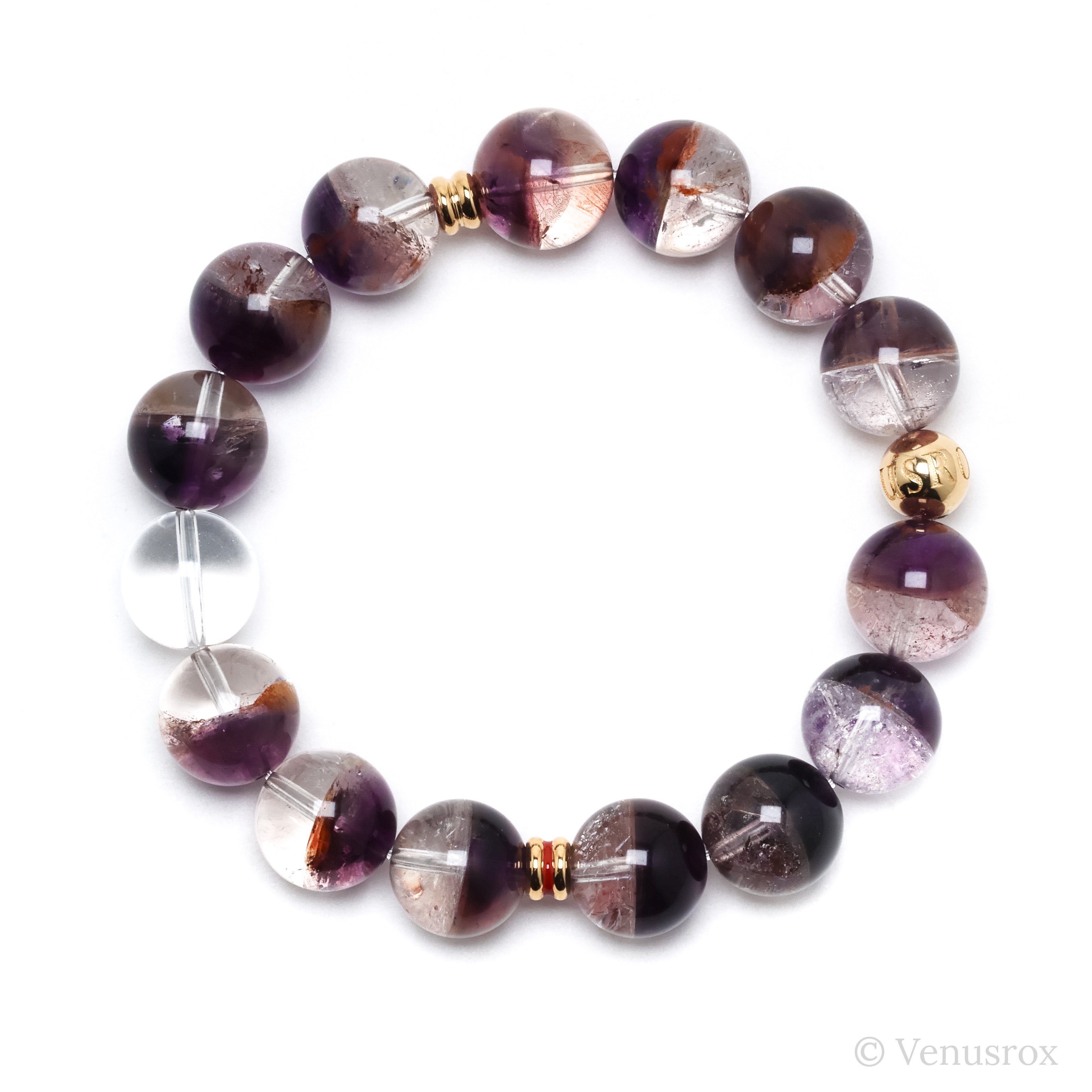 Amethyst Phantom with Iron Inclusions Bracelet from Brazil | Venusrox