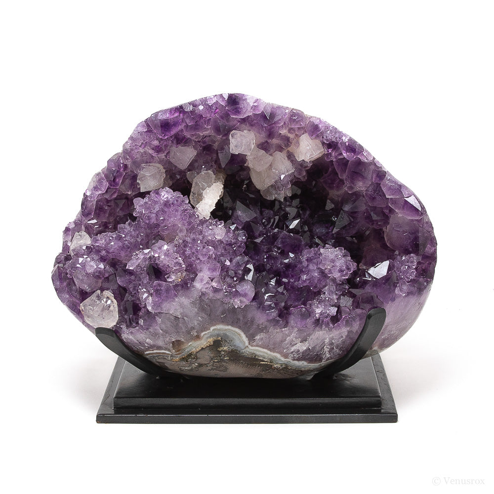 Amethyst with Agate & Calcite Polished/Natural Cluster from Uruguay mounted on a stand | Venusrox