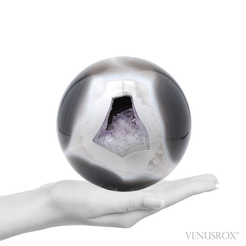 Amethyst with Agate Geode Sphere from Brazil | Venusro
