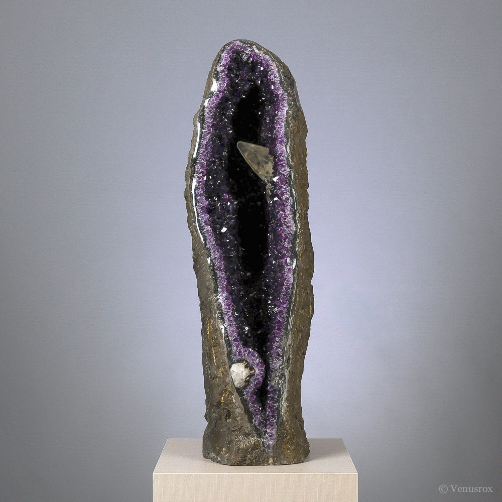 Amethyst with Calcite Part Polished/Part Natural Geode from Uruguay | Venusrox