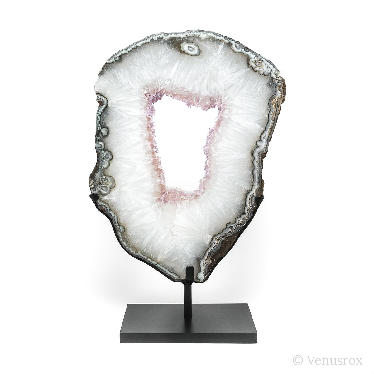 Amethyst with Clear Quartz Part Polished/Part Natural Slice from Brazil mounted in a bespoke stand | Venusrox