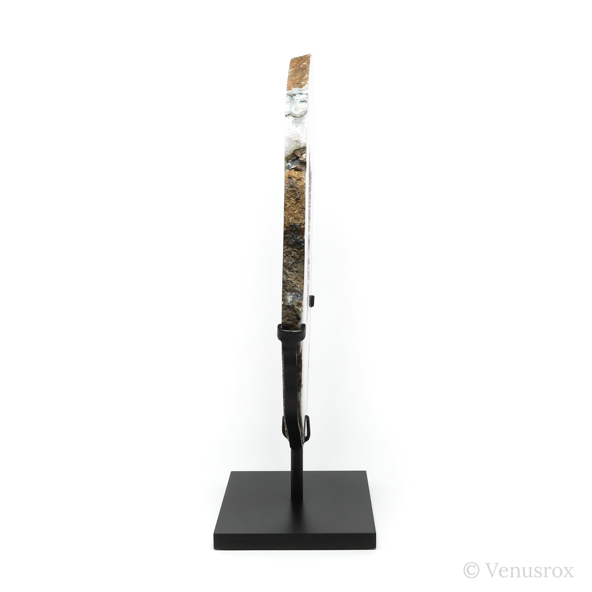 Amethyst with Clear Quartz Part Polished/Part Natural Slice from Brazil mounted in a bespoke stand | Venusrox