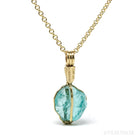 Blue Apatite Pendant wrapped in 18Kt Gold from Madagascar | Venusrox