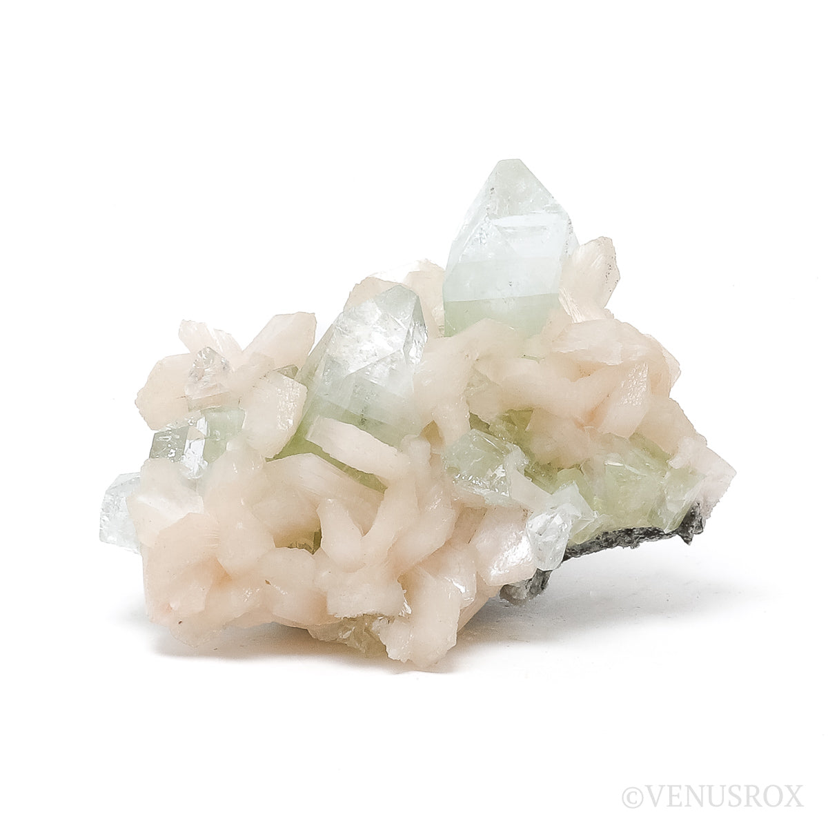 Green Apophyllite with Stilbite Natural Cluster from Jalgaon, Maharashtra, India | Venusrox