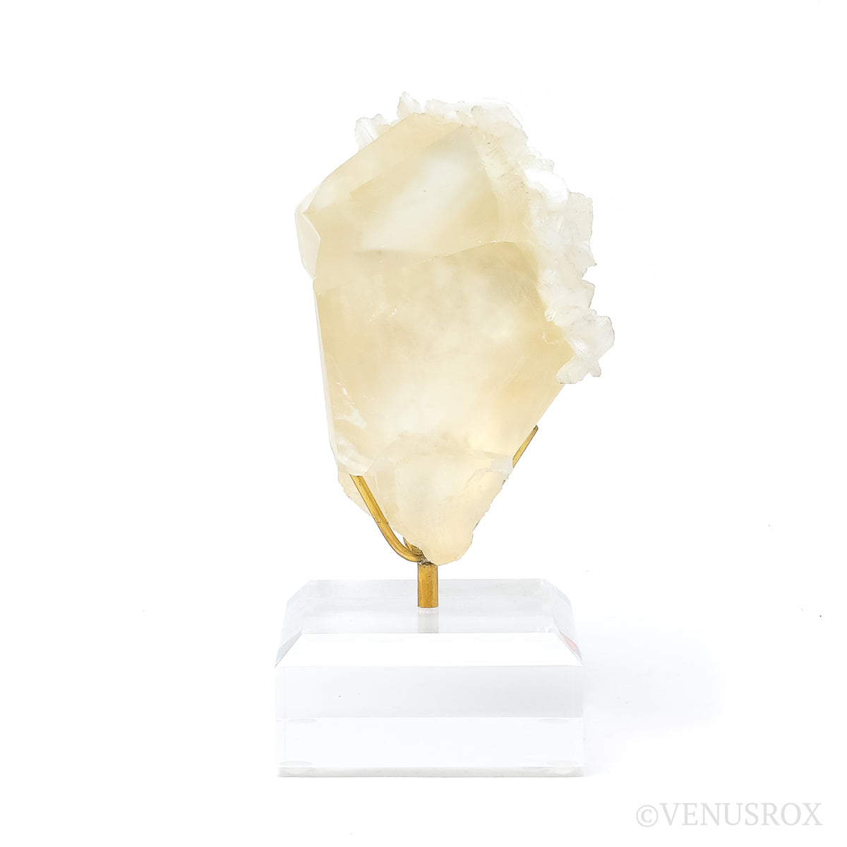 Calcite with Stilbite Natural Cluster from India mounted on a bespoke stand | Venusrox