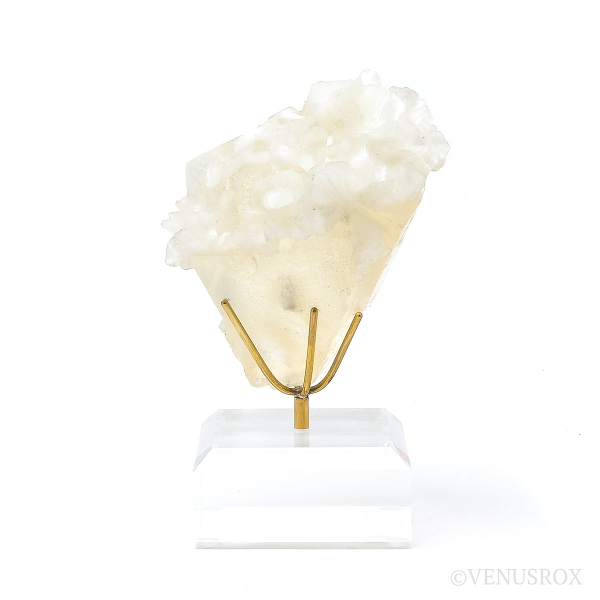Calcite with Stilbite Natural Cluster from India mounted on a bespoke stand | Venusrox