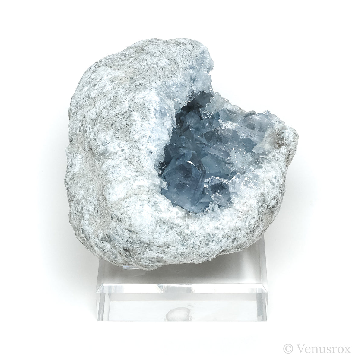 Blue Celestite on Matrix Natural Cluster mounted on a bespoke stand from Madagascar | Venusrox
