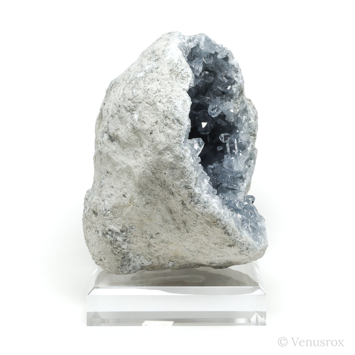 Blue Celestite on Matrix Natural Cluster mounted on a bespoke stand from Madagascar | Venusrox
