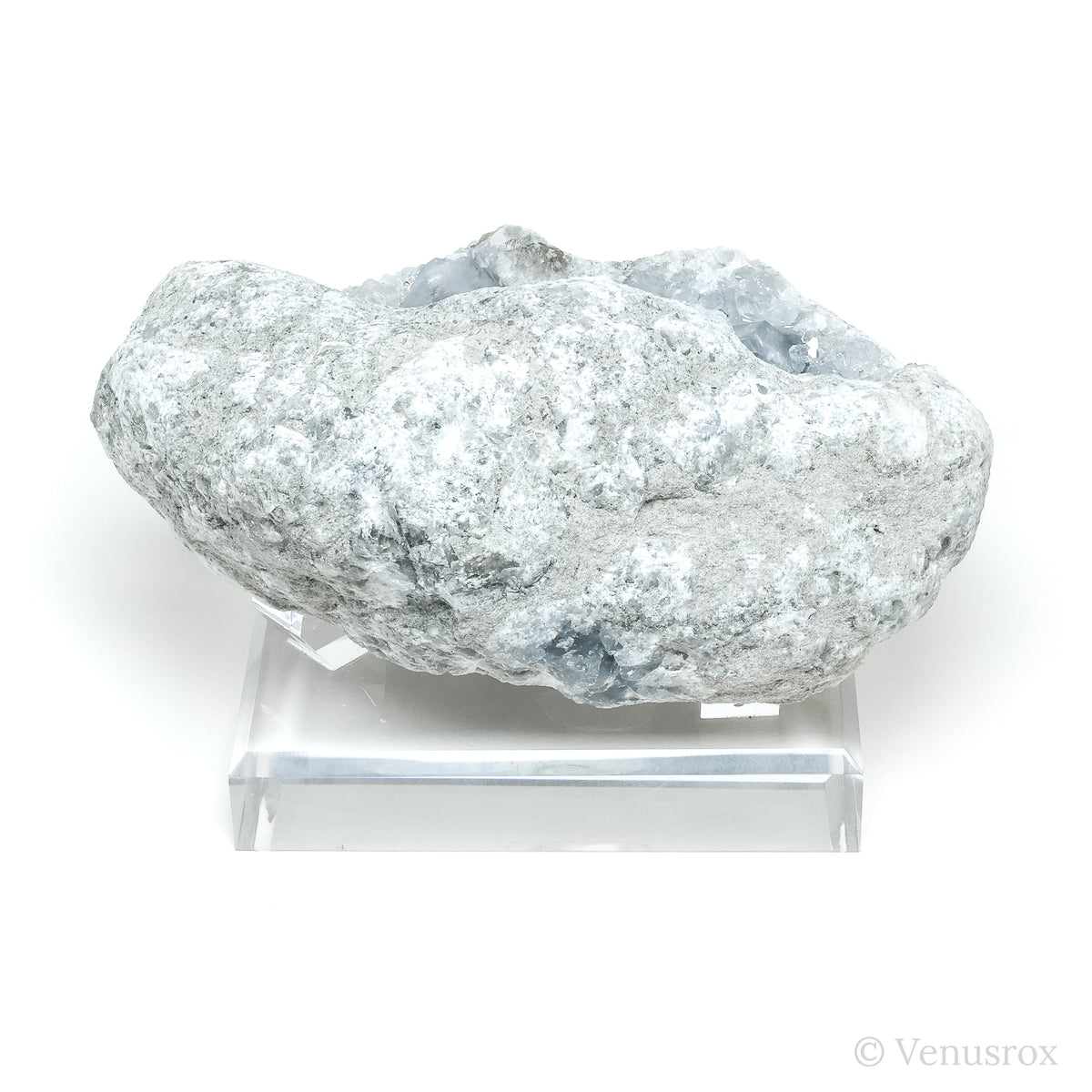 Blue Celestite on Matrix Natural Cluster mounted on a bespoke stand from Madagascar | Venusrox