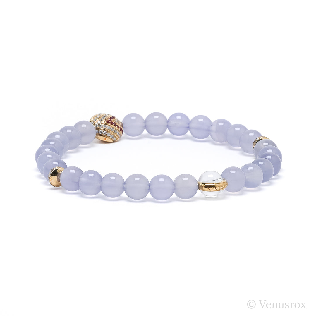 Blue Chalcedony alongside 18Kt Gold with Diamonds & Rubies Bracelet | Venusrox