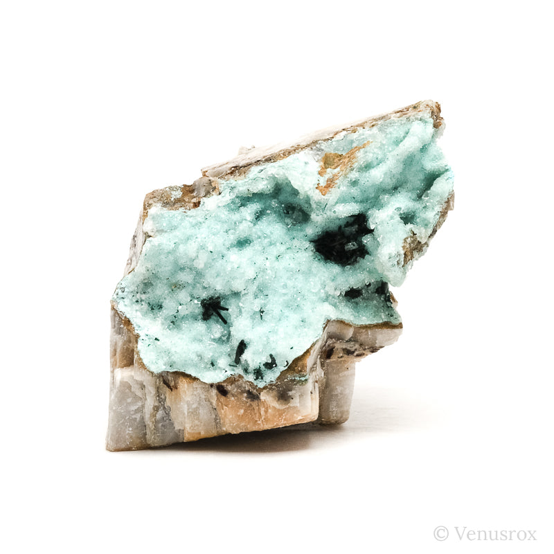 Chrysocolla with Atacamite on Feldspar Natural Crystal from Peru | Venusrox