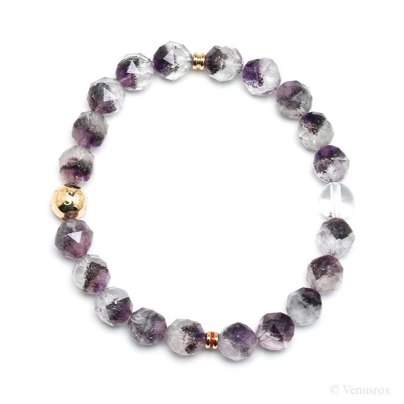 Clear Quartz with Amethyst Phantoms, Hematite and Goethite Bracelet from Brazil | Venusrox