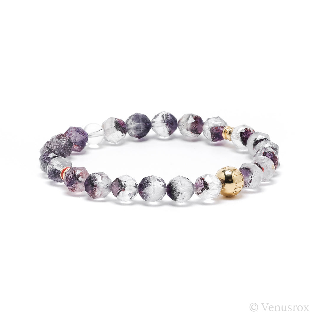 Clear Quartz with Amethyst Phantoms, Hematite and Goethite Bracelet from Brazil | Venusrox