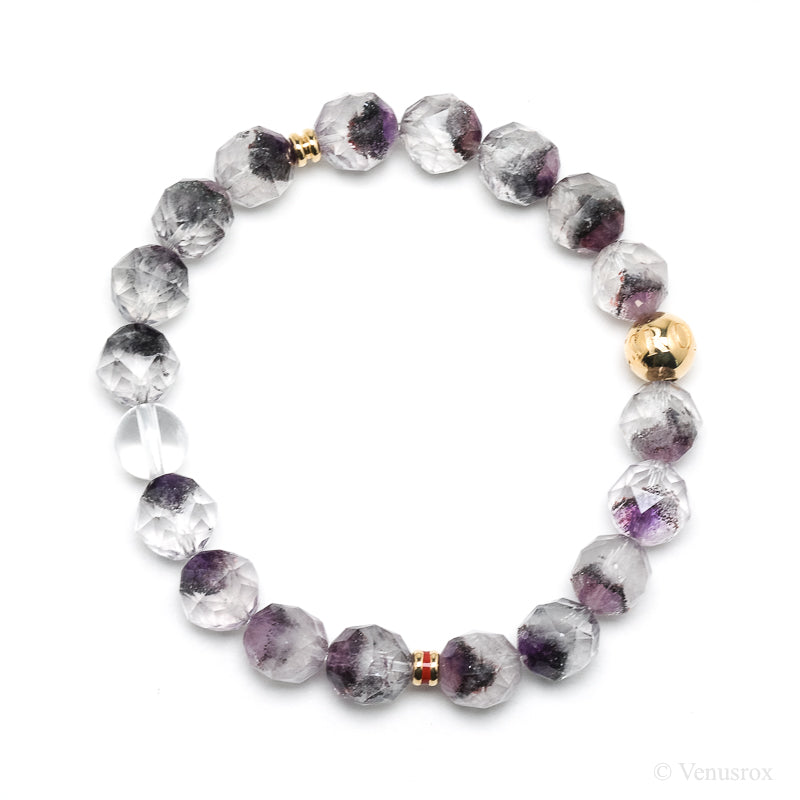 Clear Quartz with Amethyst Phantoms, Hematite and Goethite Bracelet from Brazil | Venusrox
