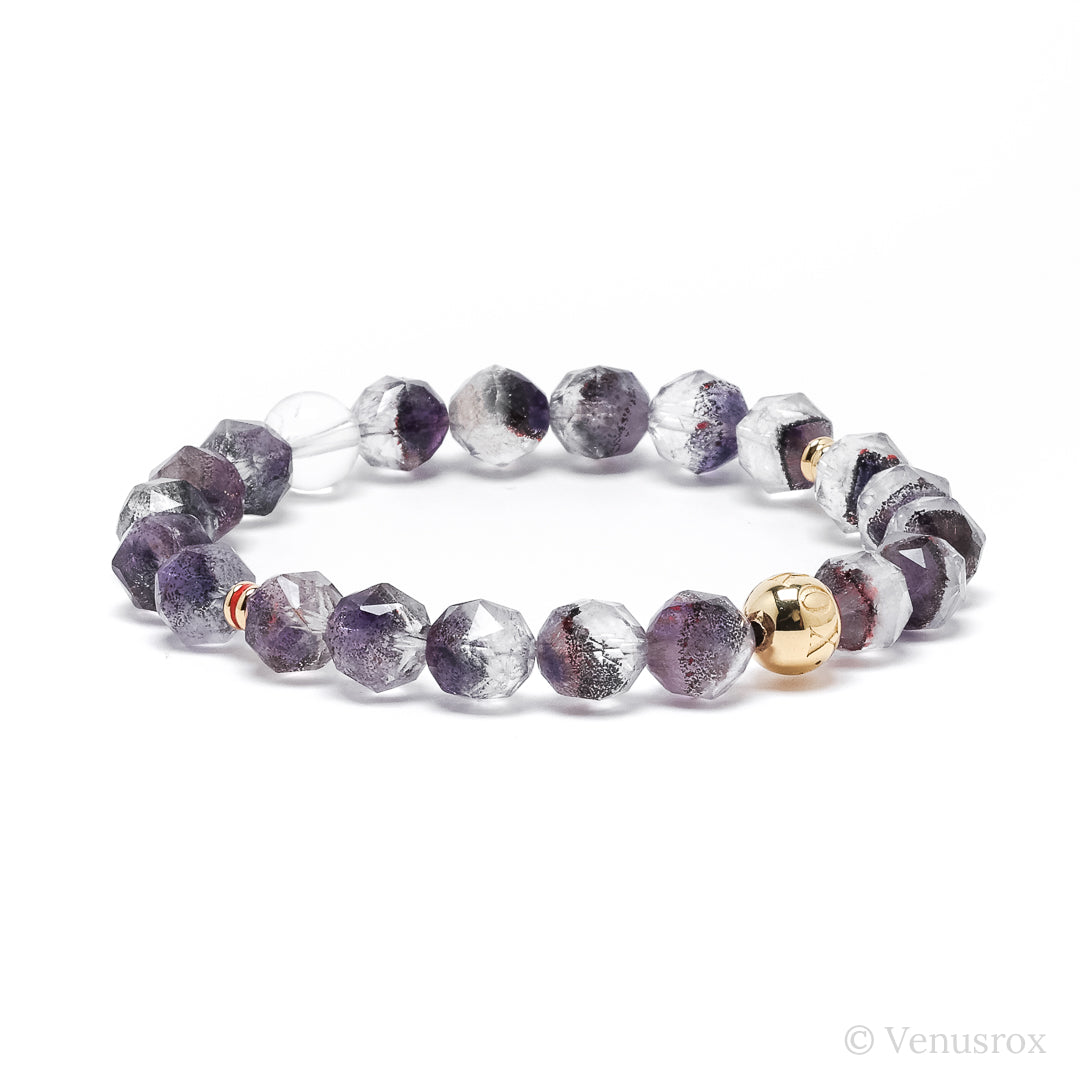 Clear Quartz with Amethyst Phantoms, Hematite and Goethite Bracelet from Brazil | Venusrox