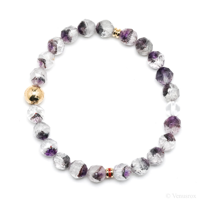 Clear Quartz with Amethyst Phantoms, Hematite and Goethite Bracelet from Brazil | Venusrox