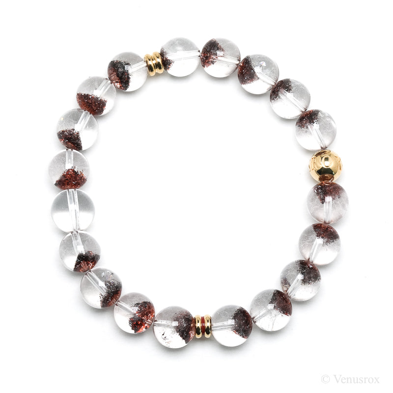 Clear Quartz with Hematite and Goethite Phantom Bracelet from Brazil | Venusrox