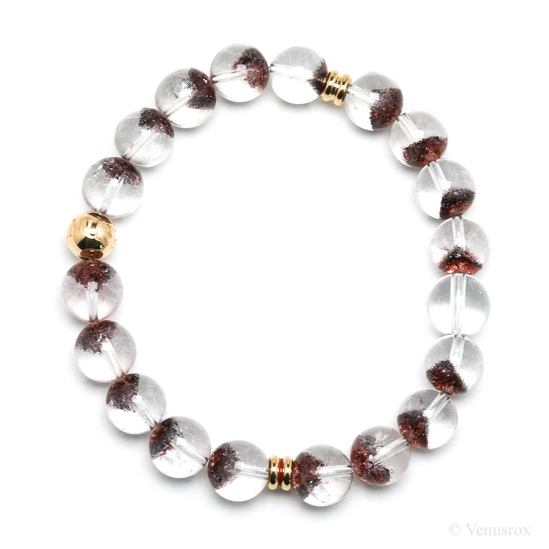 Clear Quartz with Hematite and Goethite Phantom Bracelet from Brazil | Venusrox