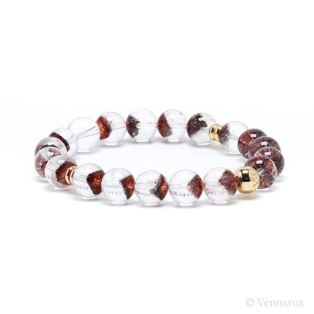 Clear Quartz with Hematite and Goethite Phantom Bracelet from Brazil | Venusrox