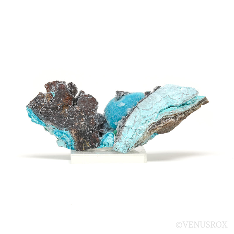 Gem Silica & Chrysocolla with Malachite & Clear Quartz on Matrix Natural Crystal from the Lily Mine, Pisco Umay, Ica, Peru | Venusrox