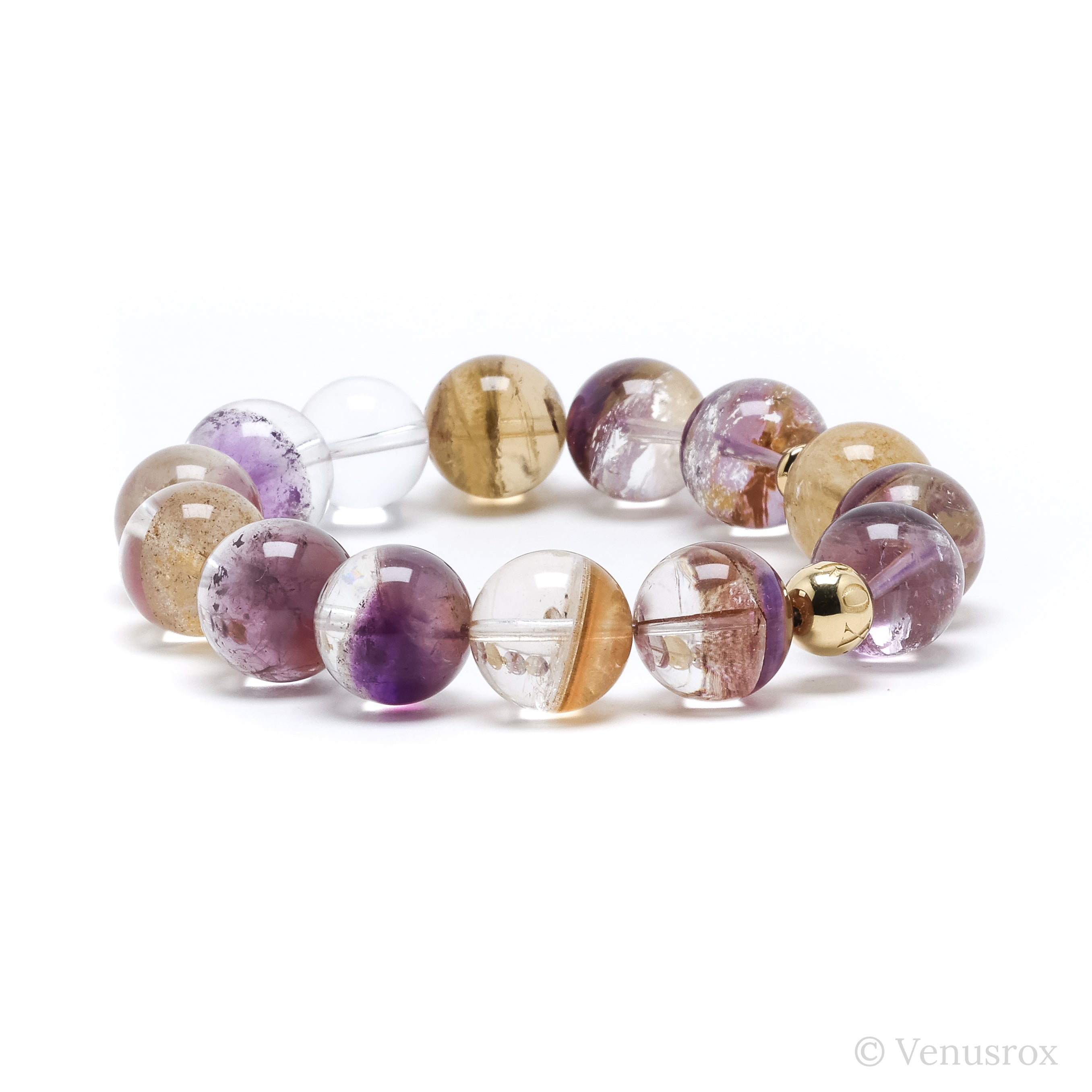 Golden Quartz / Amethyst Phantom Bracelet from Brazil | Venusrox