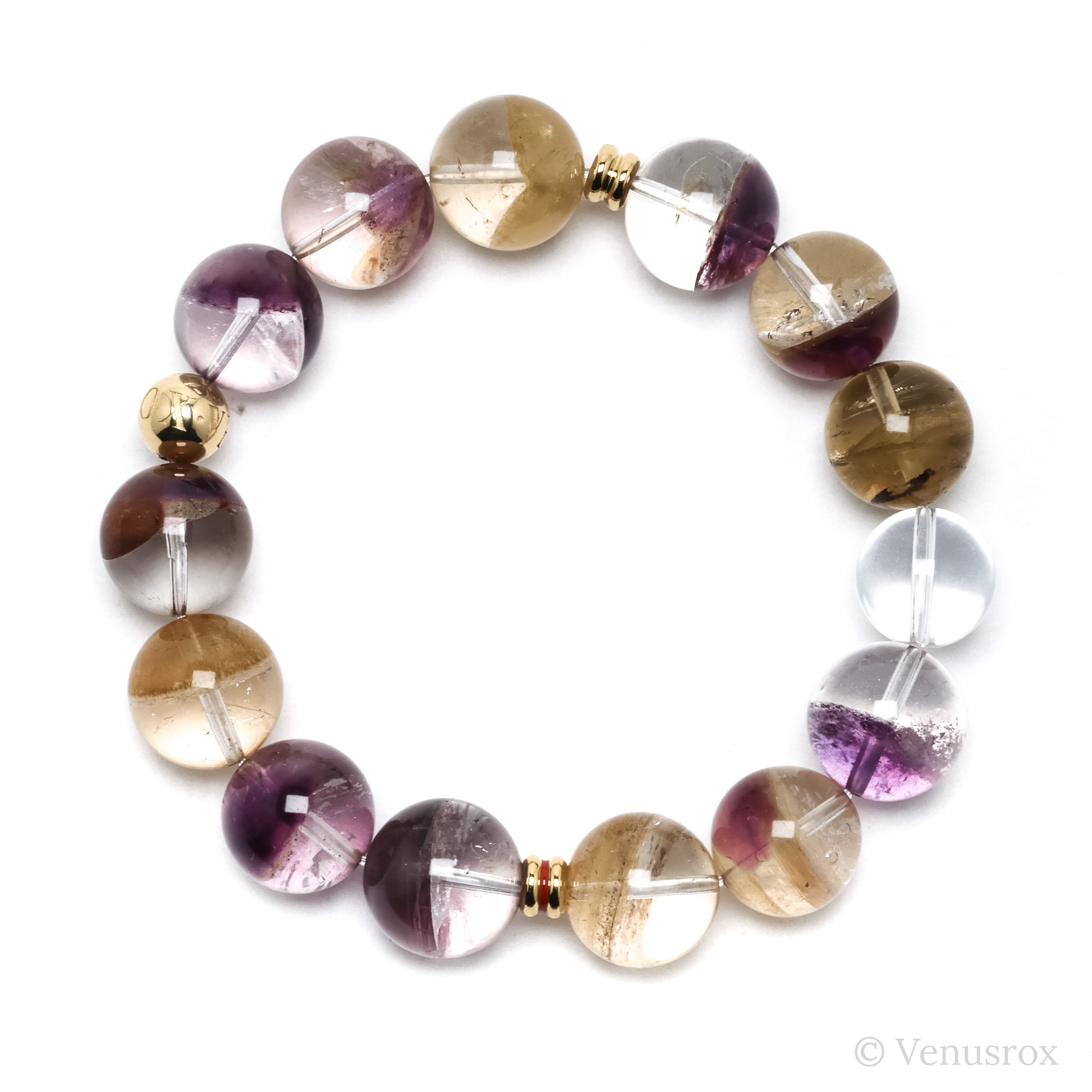 Golden Quartz / Amethyst Phantom Bracelet from Brazil | Venusrox