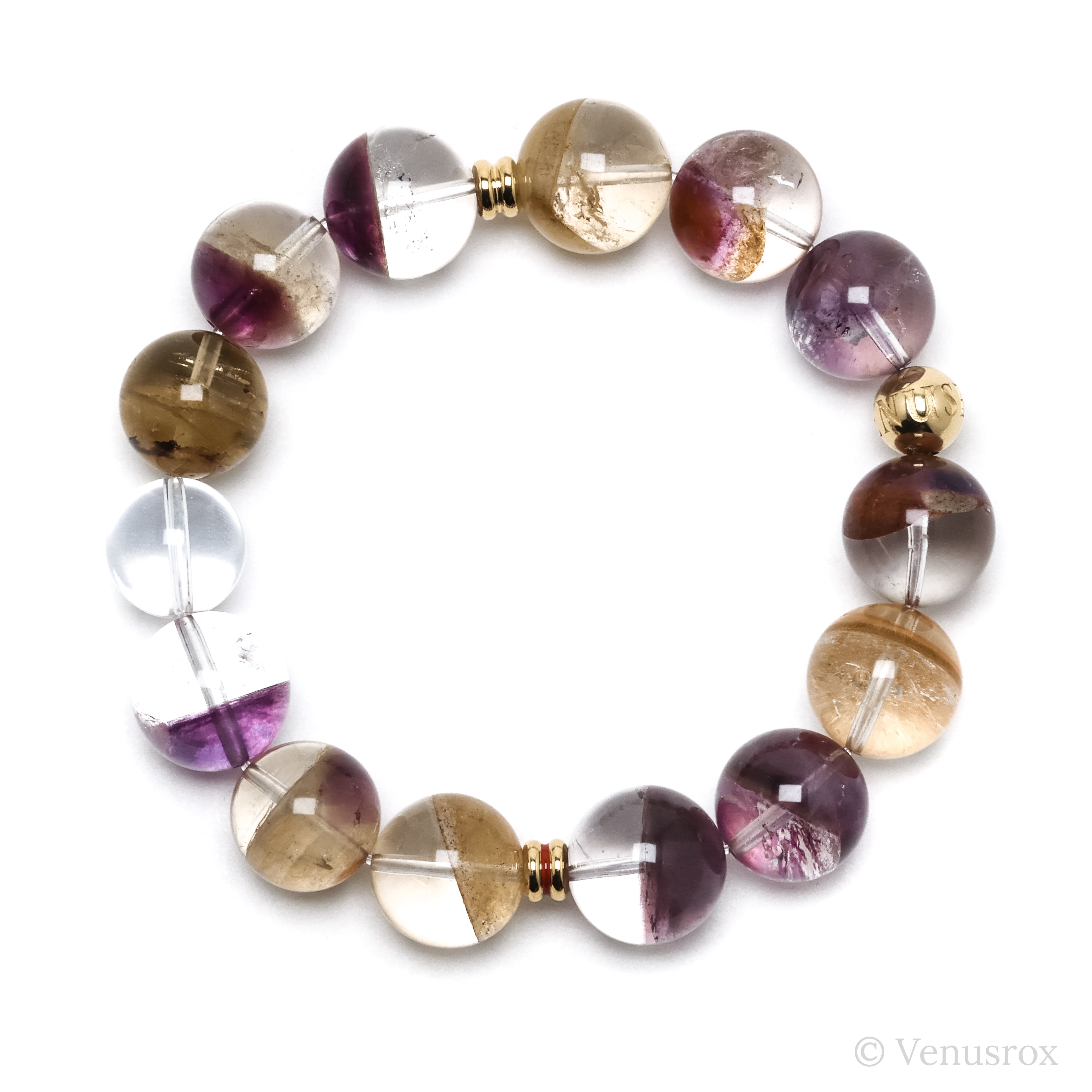 Golden Quartz / Amethyst Phantom Bracelet from Brazil | Venusrox