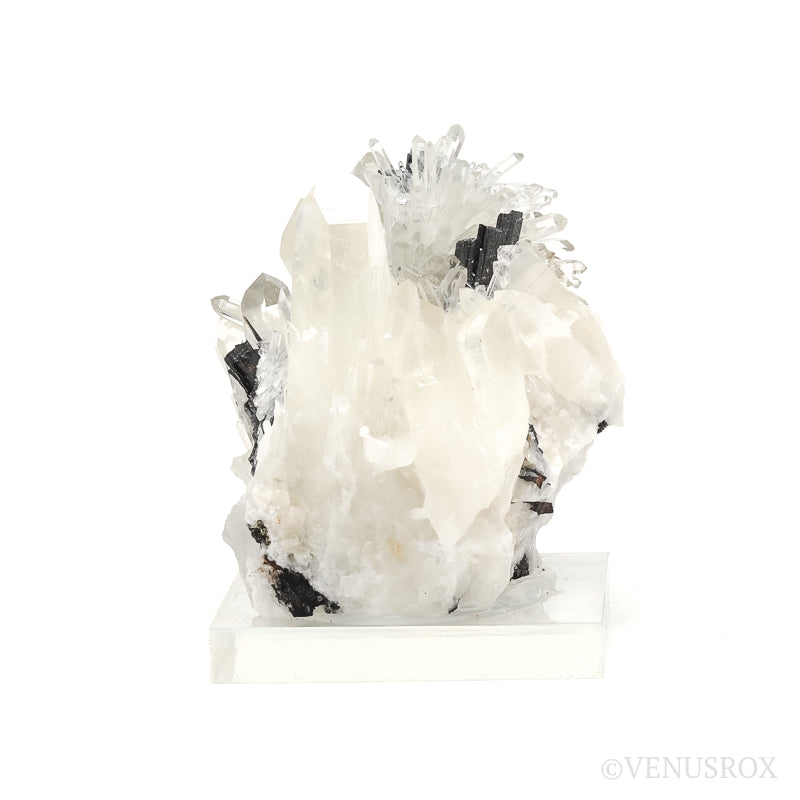 HUBNERITE ON QUARTZ (CLEAR) NATURAL CLUSTER - NATURAL CRYSTALS