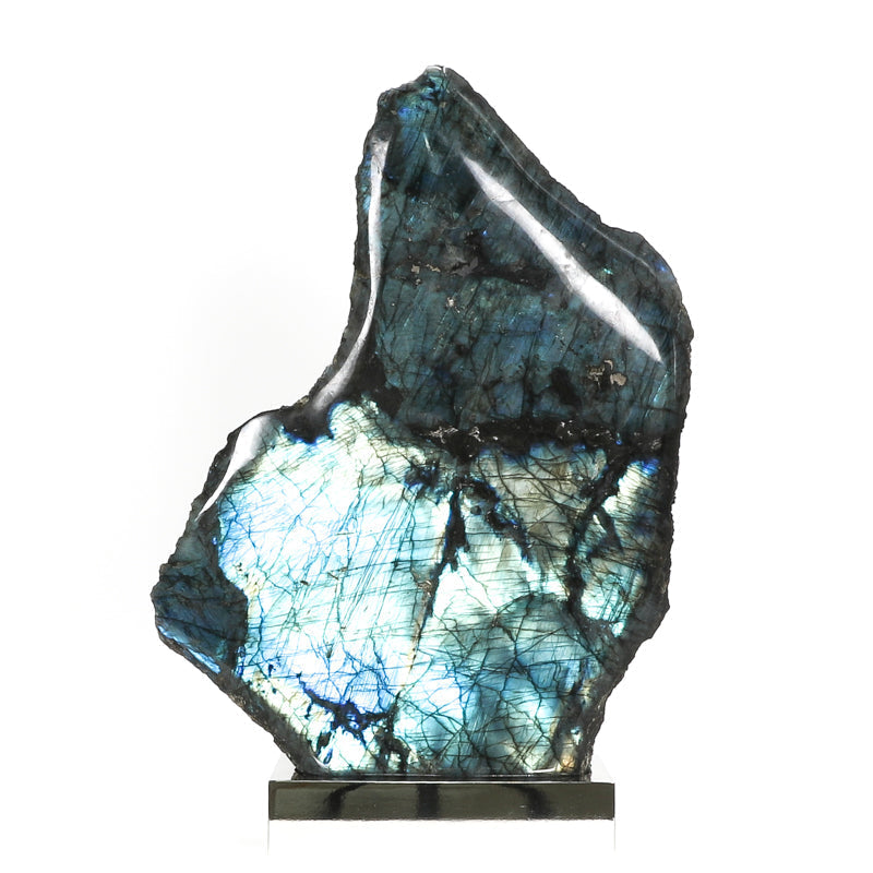 Labradorite Part Polished/Part Natural Freeform from Madagascar mounted on a bespoke stand | Venusrox