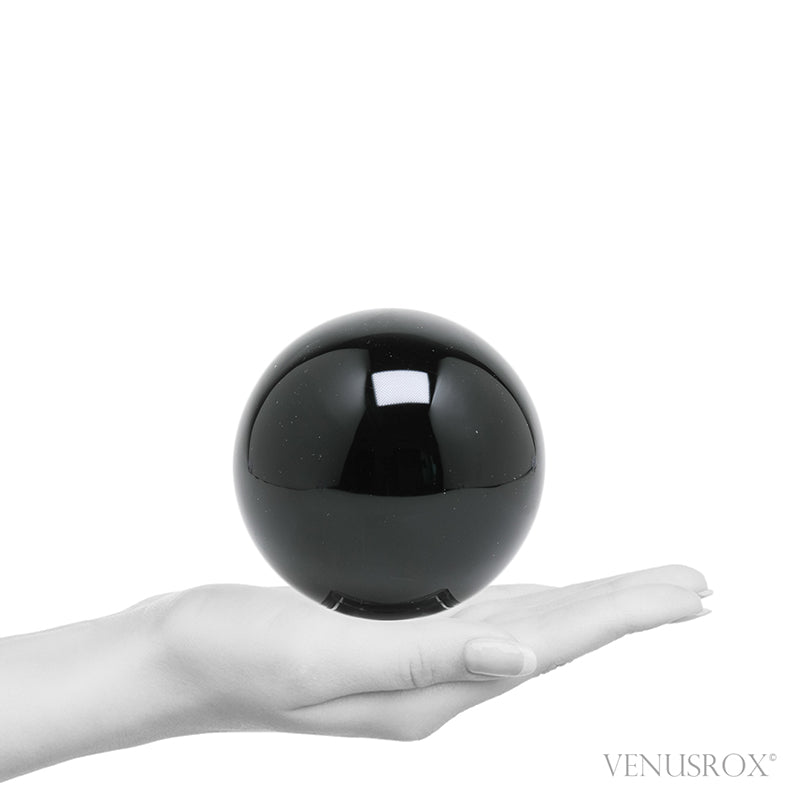 Size Illustration | Black Obsidian Polished Sphere from Mexico | Venusrox