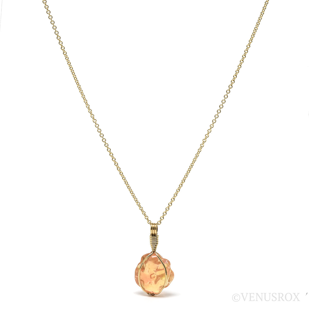 Fire Opal Pendant wrapped in 18Kt Gold from Mexico | Venusrox