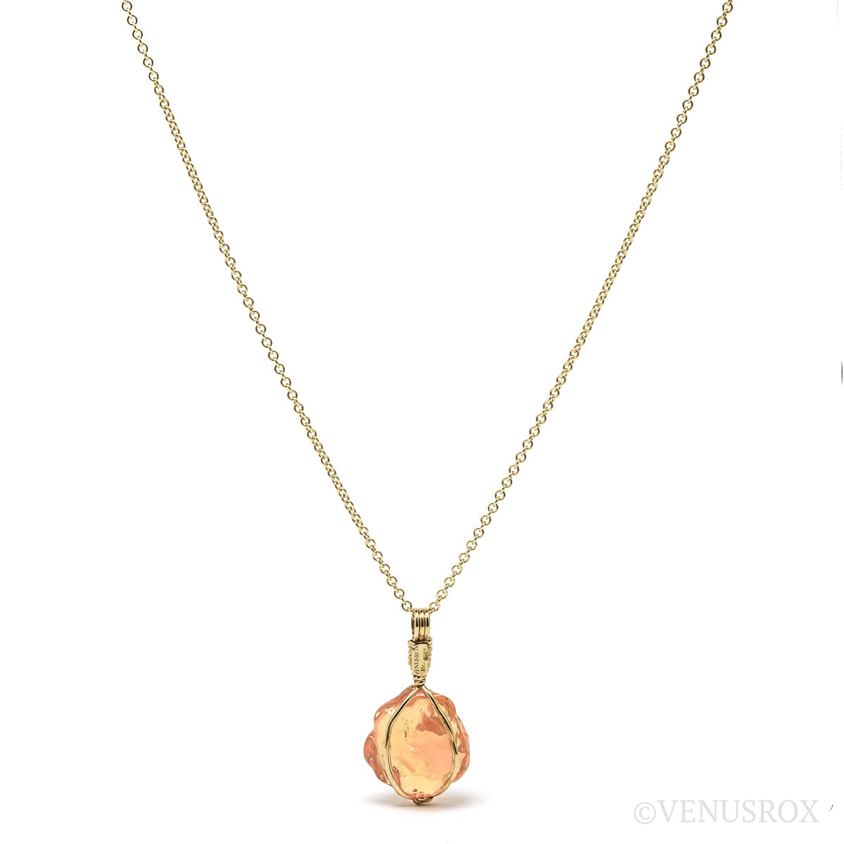 Fire Opal Pendant wrapped in 18Kt Gold from Mexico | Venusrox