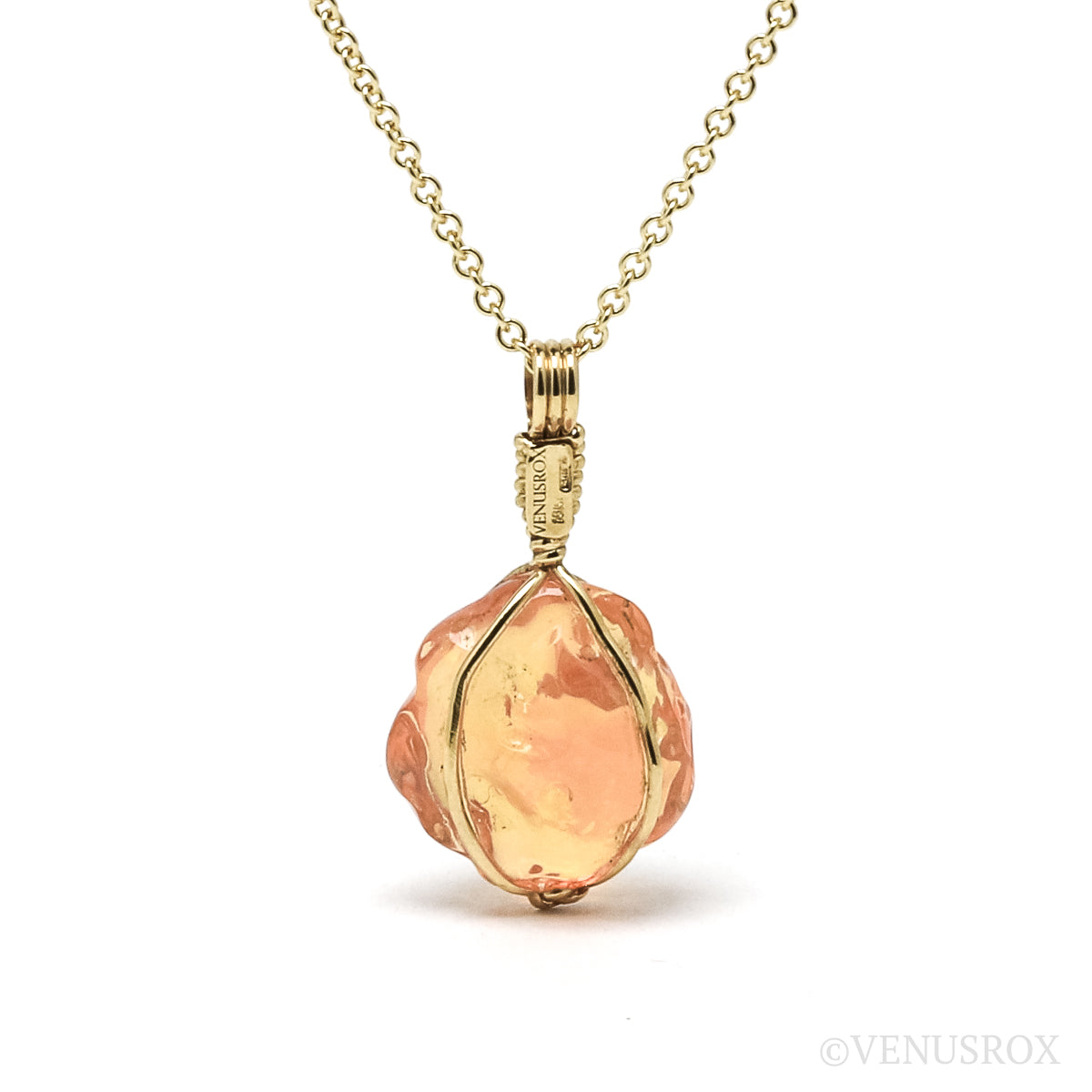 Fire Opal Pendant wrapped in 18Kt Gold from Mexico | Venusrox