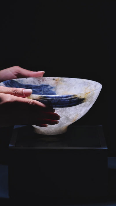Blue Kyanite in Clear Quartz Polished Bowl from India | Venusrox
