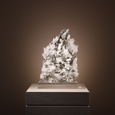 Pyrite with Clear Quartz Natural Cluster from the Huanzala Mine, Huallanca District, Huanuco Department, Peru, mounted on a bespoke stand | Venusrox