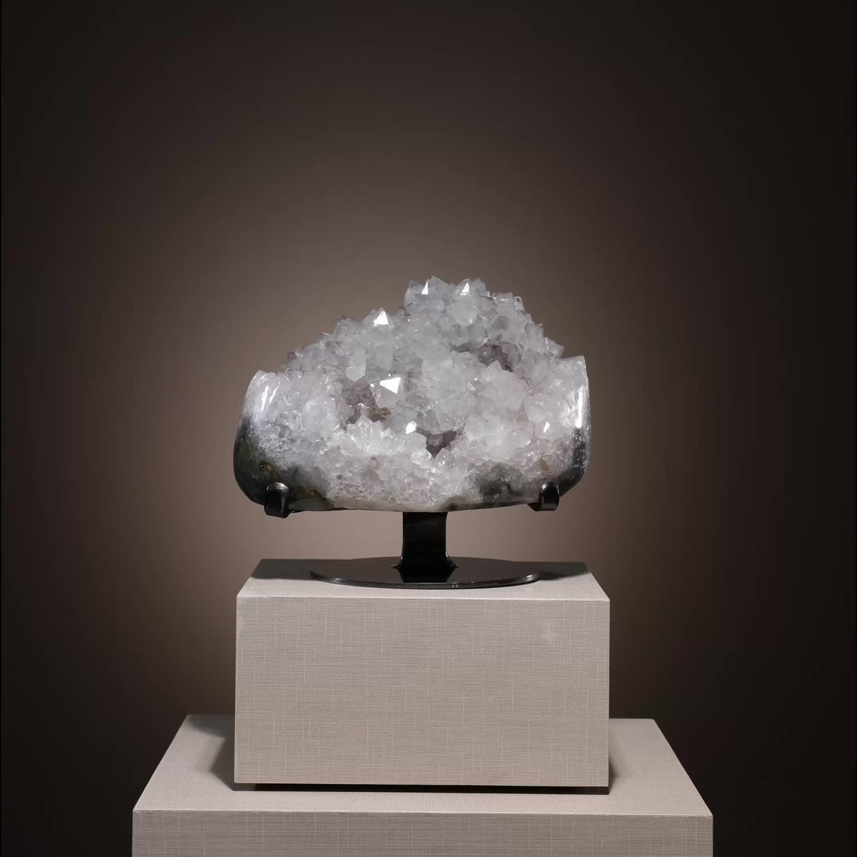 Clear Quartz Natural Cluster from Uruguay mounted on a bespoke stand | Venusrox