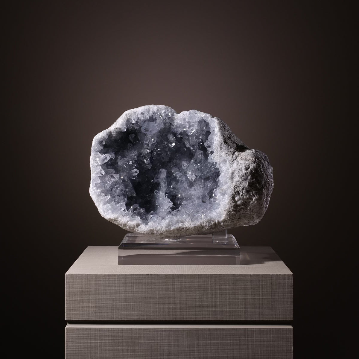 Blue Celestite on Matrix Natural Cluster mounted on a bespoke stand from Madagascar | Venusrox