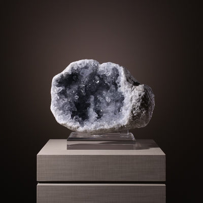 Blue Celestite on Matrix Natural Cluster mounted on a bespoke stand from Madagascar | Venusrox