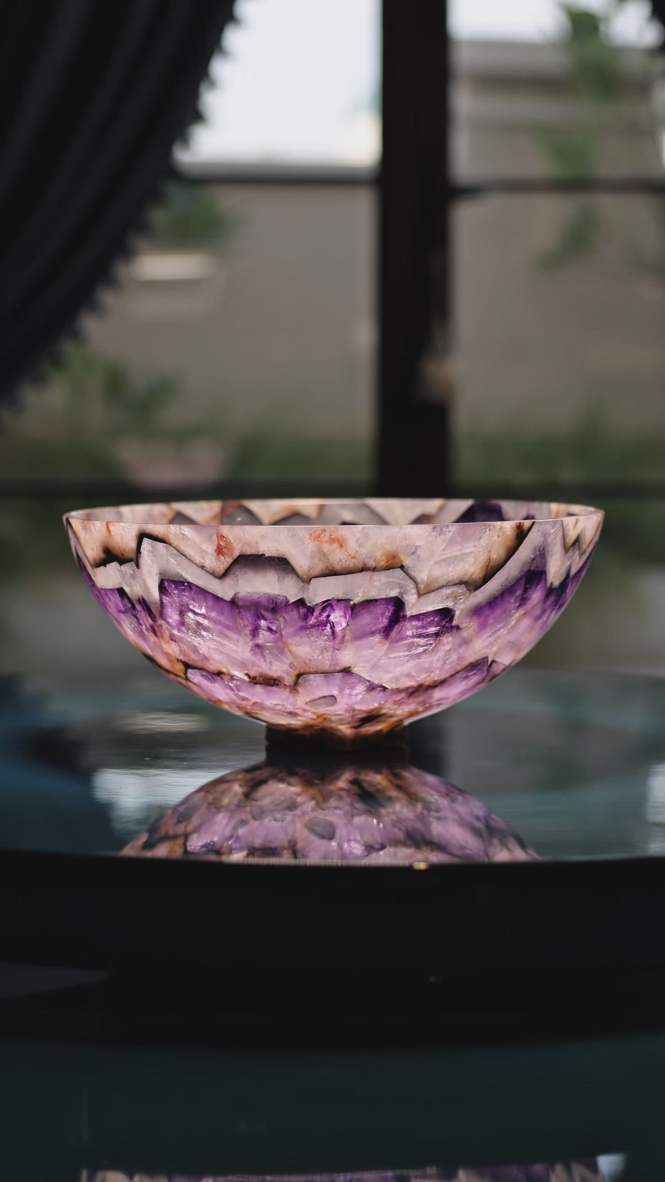 Chevron Amethyst Polished Bowl from India | Venusrox