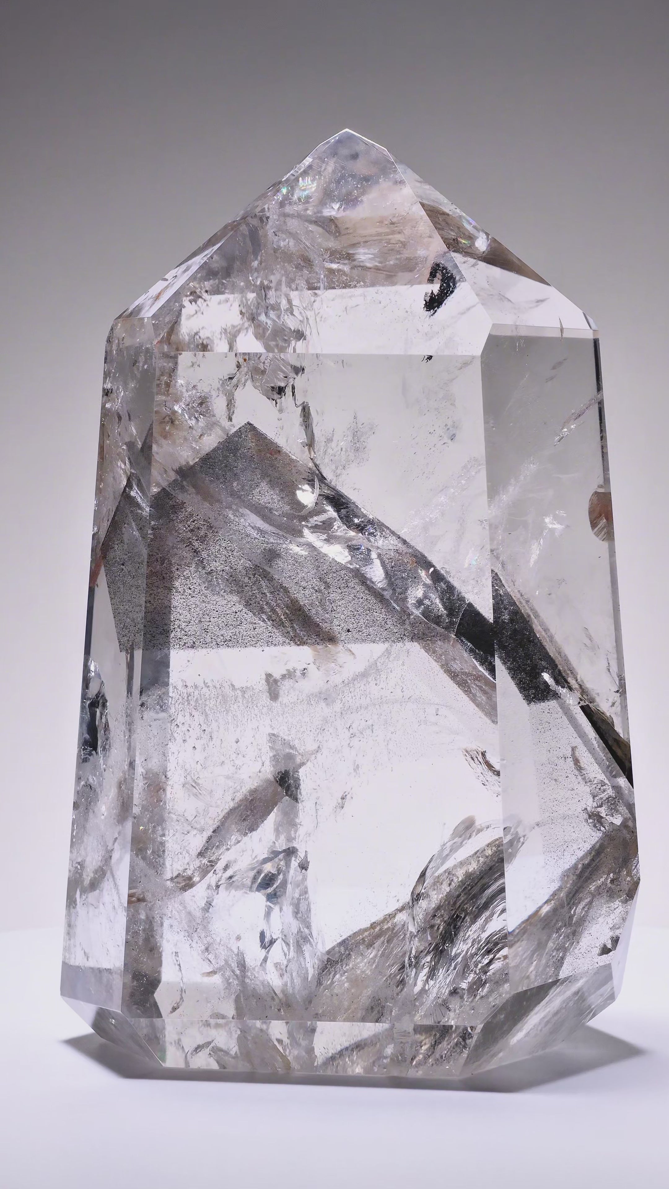 Black Phantom Lemurian Quartz Polished Point from Brazil | Venusrox