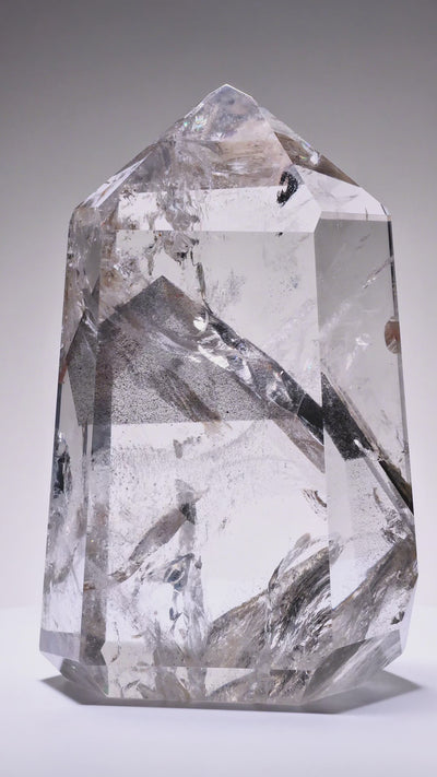 Black Phantom Lemurian Quartz Polished Point from Brazil | Venusrox