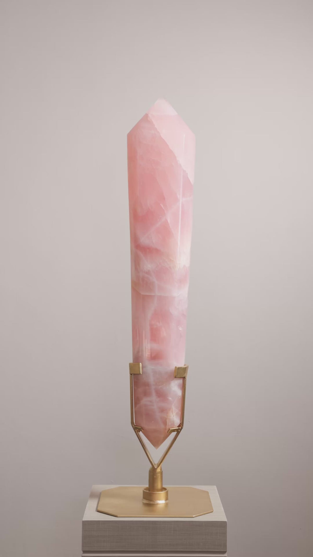 Rose Quartz Double Terminated Polished Point from Brazil mounted on a bespoke stand | Venusrox