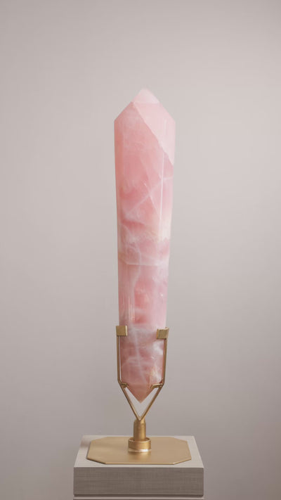 Rose Quartz Double Terminated Polished Point from Brazil mounted on a bespoke stand | Venusrox