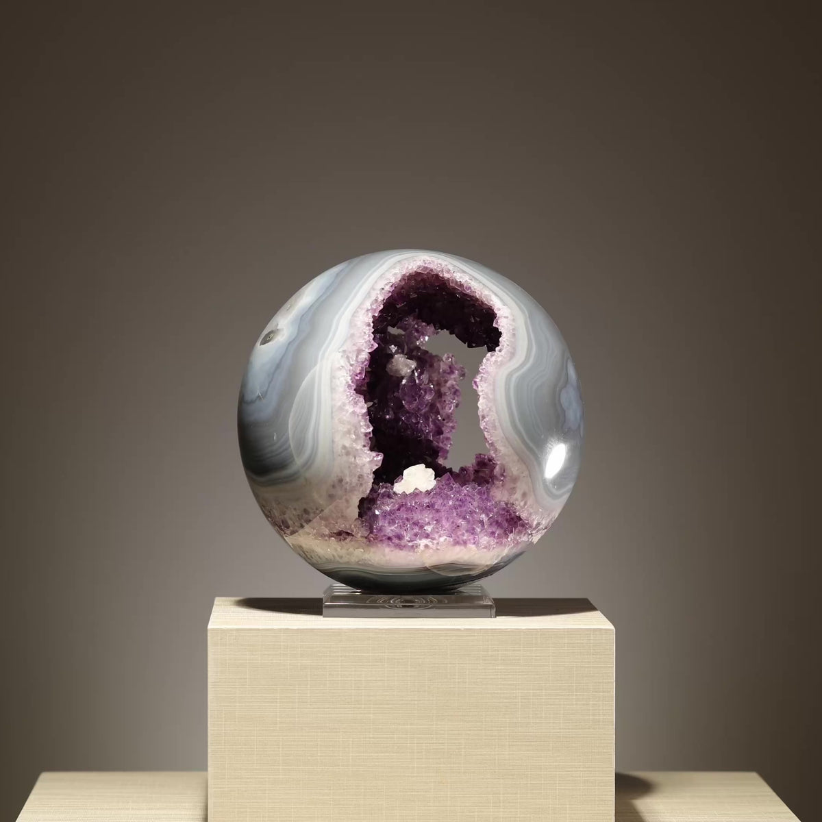 Amethyst with Quartz, Agate & Calcite Geode Sphere from Brazil | Venusrox