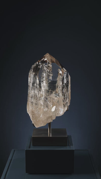Smoky Phantom Quartz Polished/Natural Point from Brazil mounted on a bespoke stand | Venusrox