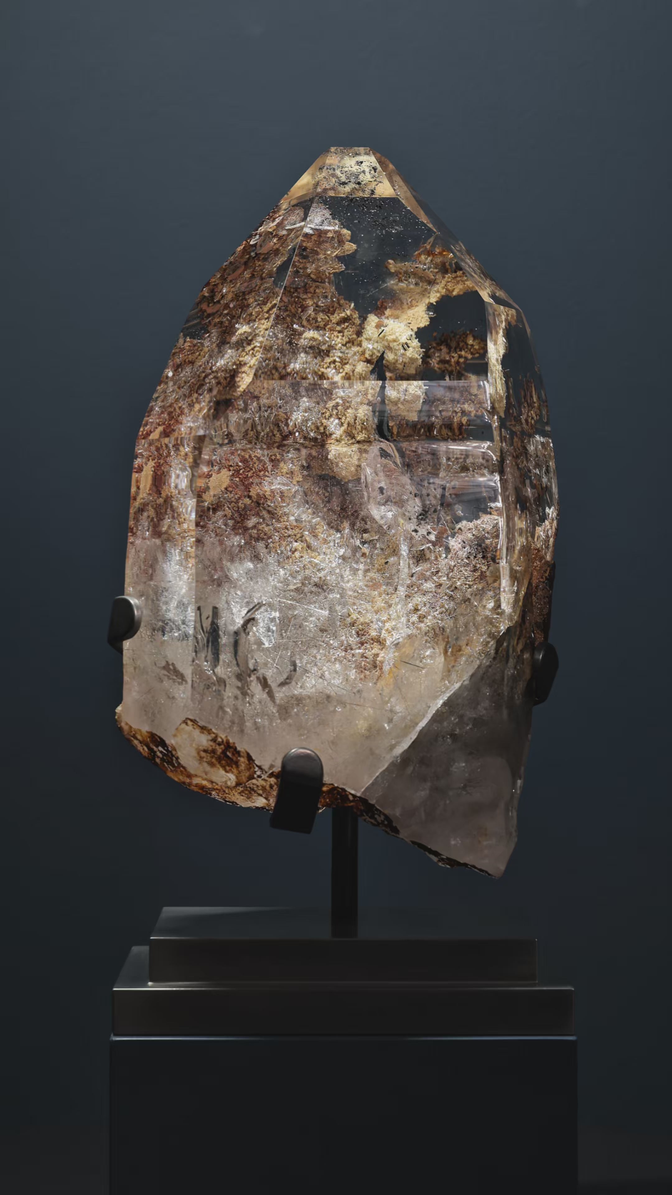 Rutilated Lodalite Quartz Polished/Natural Point from Brazil mounted on a bespoke stand | Venusrox