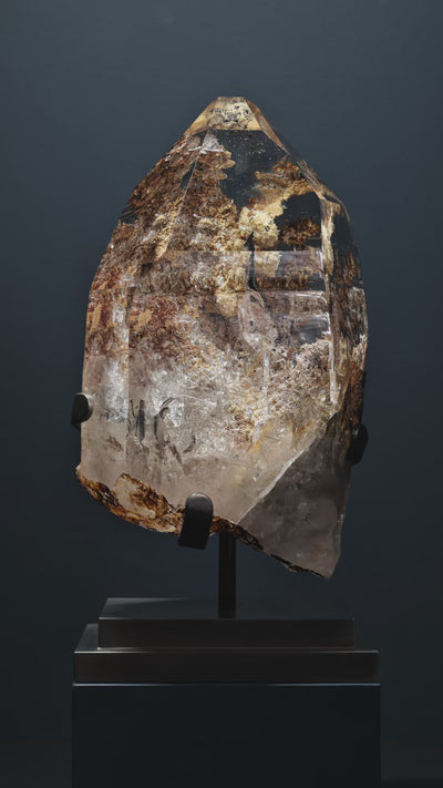 Rutilated Lodalite Quartz Polished/Natural Point from Brazil mounted on a bespoke stand | Venusrox
