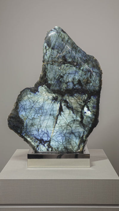 Labradorite Part Polished/Part Natural Freeform from Madagascar mounted on a bespoke stand | Venusrox