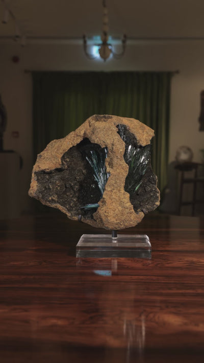 Vivianite with Matrix Natural Crystal from Brazil mounted on a bespoke stand | Venusrox